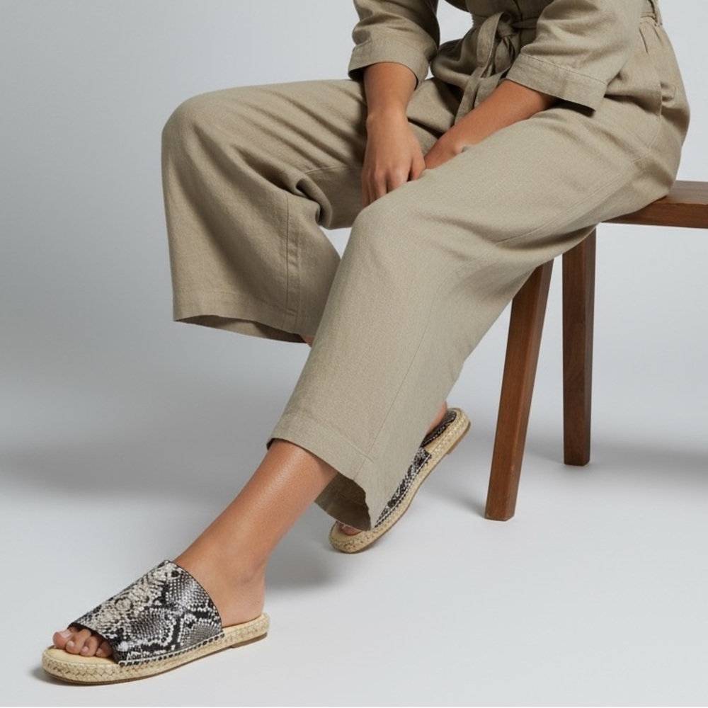 SPLENDID - SNAKESKIN SLIDES /‎ ESPADRILLES / MULE - DARK BROWN & TAN - S6